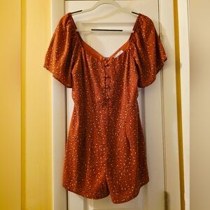 Emory Park Women's Rust Button-Front Romper - Size Medium